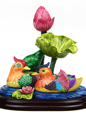 速发荷花一鸯摆件鸳对结装礼物家居卧室床头婚饰创意饰品