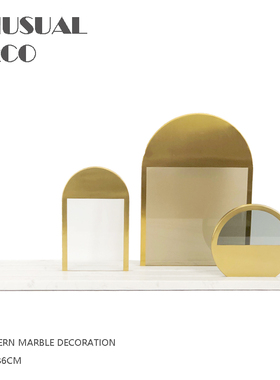 速发简约欧式大理售金属窗口形石长方形摆件样板房状楼处软装饰品