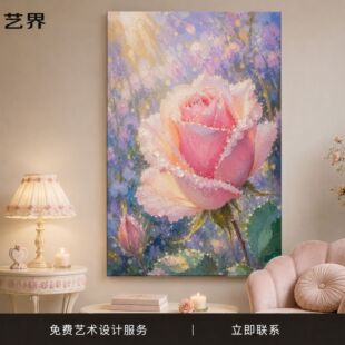 纯手绘油画《玫瑰晨露》玄关客厅餐厅卧室欧式古典花卉装饰艺术画