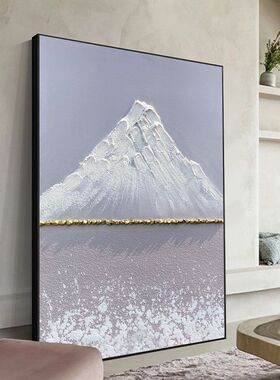 手绘油画《紫气东来》玄关山脉风景肌理客厅装饰画抽象挂画【10天