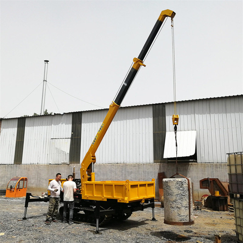 山地自卸式履带随车吊 履带底盘自备吊 全液压吊装运输一体车