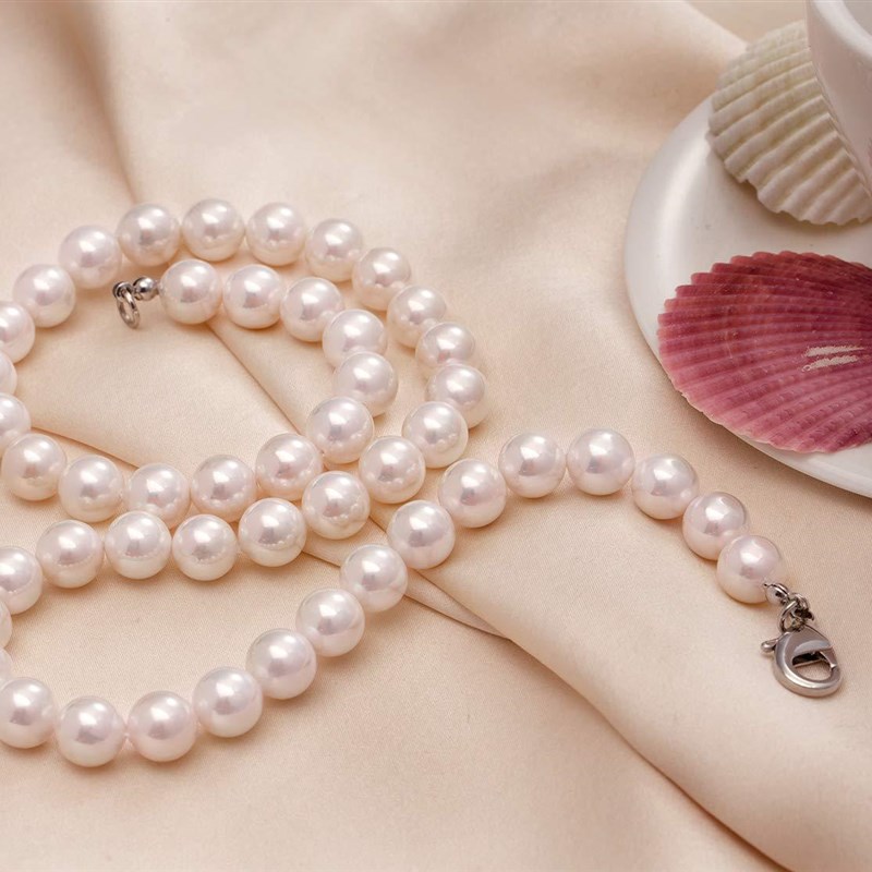Pearl Necklace Men Simple Handmade Strand Bead Necklace  New