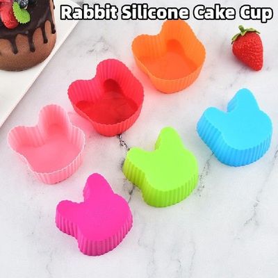6PCS Easter Rabbit Silicone Mold Cupcake Mould Tray Easter