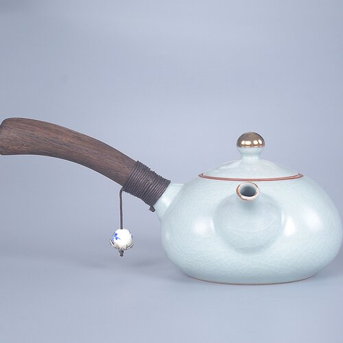 好货茶壶陶瓷 家用简约黑陶泡茶器喝茶量侧把壶 日式功夫茶具单壶