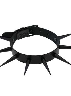Big Black Spike Rivet Wild Punk Rock Leather Harness Choker