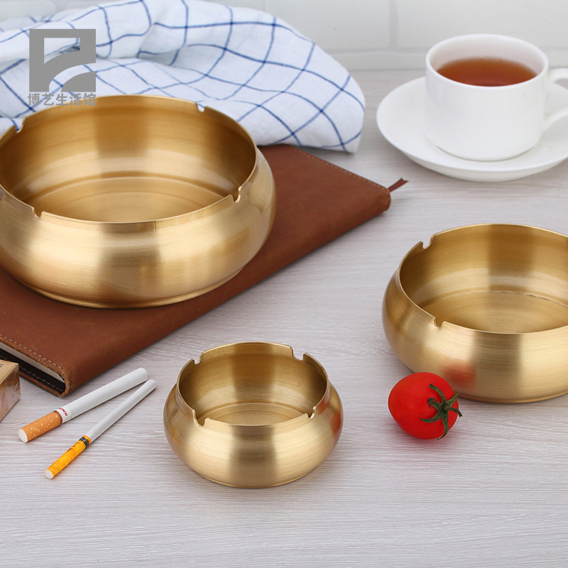 欧式纯铜烟灰缸复古典全铜烟缸家用创意个性潮流多功能办公室摆件
