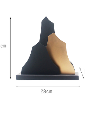 新中式软装样板间摆件客厅玄关电视柜装饰摆设金属铁艺黑金色假山