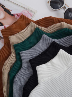 Vintage Turtleneck Women Pullovers Solid Autumn Winter Casua