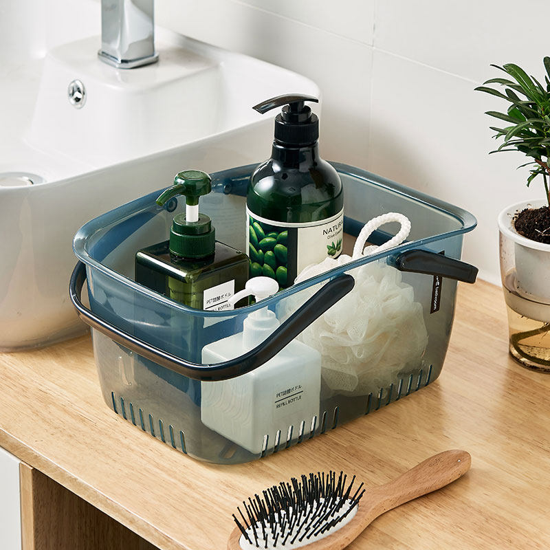 韩国进口浴室洗澡筐收纳篮手提洗浴篮子长方形塑料洗漱用品沐浴框