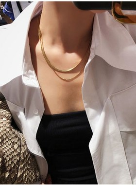 Titanium steel double-layer chain necklace European and Ame