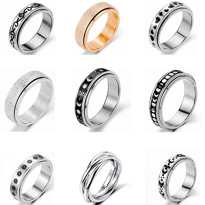 Anxiety Ring Figet Spinner Rings For Women & Men Stainless S