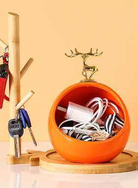 创意放钥匙收纳摆件置物架现代轻奢网红玄关鞋柜入户进门口装饰品