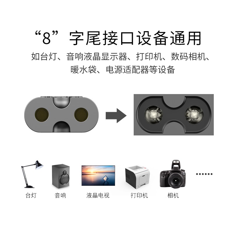 新品纯铜大功率八8字电源线 液晶电视打印机音响充电器线两孔插口