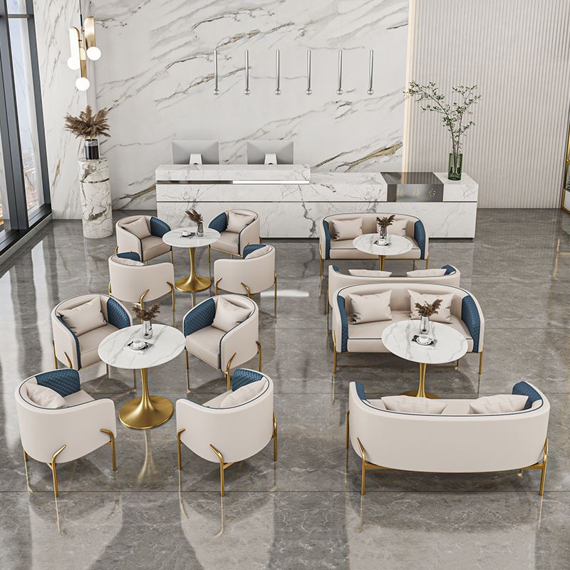 北欧洽谈沙发椅展厅奶茶店沙发卡座轻奢售楼处部影楼接待桌椅组合