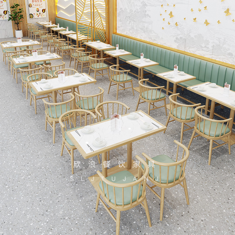 定制餐厅桌椅靠墙铁艺卡座沙发餐饮店桌子饭店火锅店桌椅组合商用