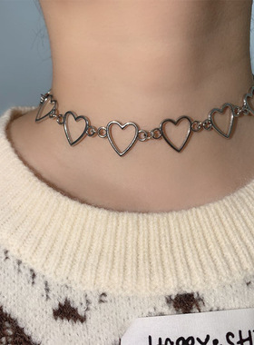 New Hollow Korean Sweet Love Heart Choker Necklace Statement