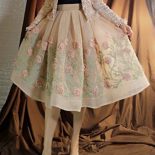 TWOTWINSTYLE Casual Patchwork Floral Skirt For Women High Wa