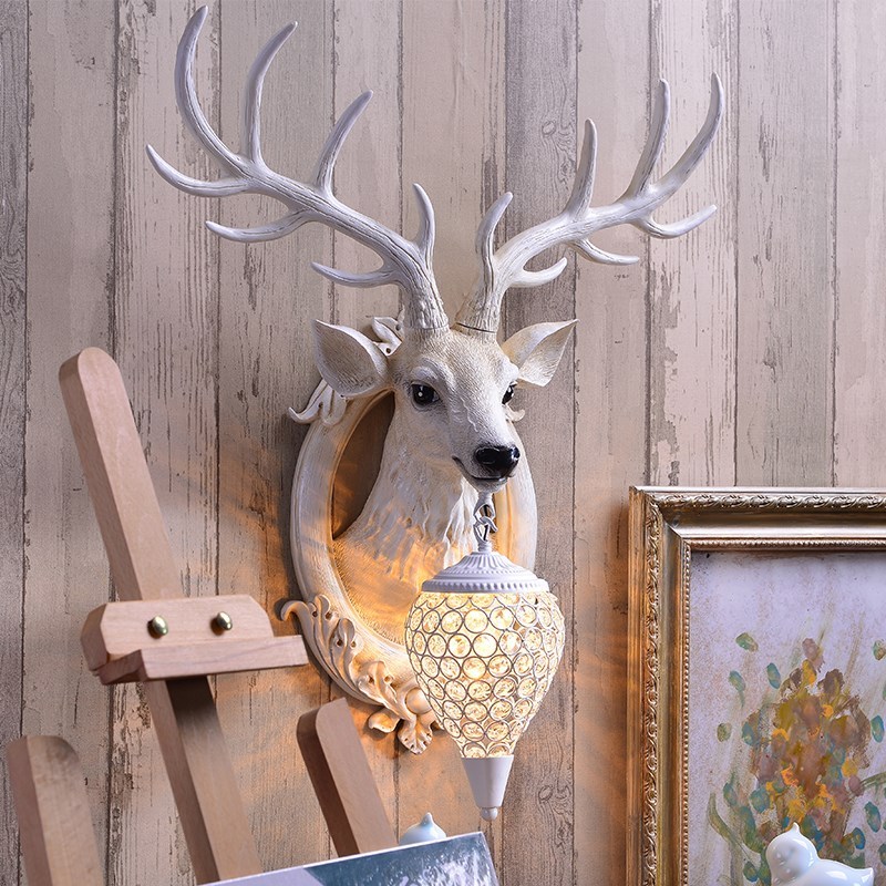 Deer Antler industrial design vintage wall lamp  Farmhouse K