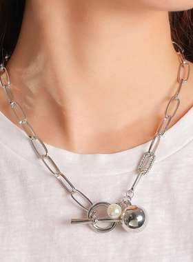 Nz1299 Naizhu punk hip hop style metal chain neck chain exag