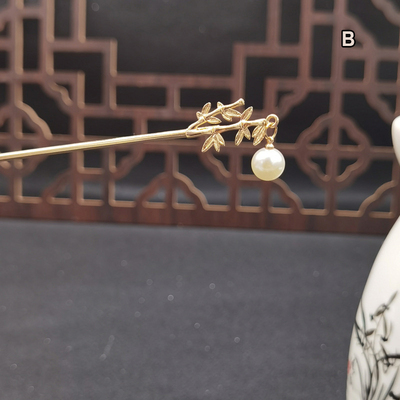 Chinese Hairpins For Women Vintage Bamboo Pearl Hair Sticks
