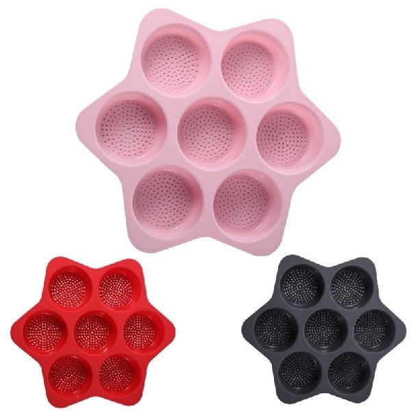 7 Cavity Hamburger Buns Pan Solid Color Soft Silicone
