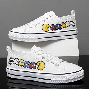 Hot sale Anime White  Shoes Men Casual Black Low Flat Mens