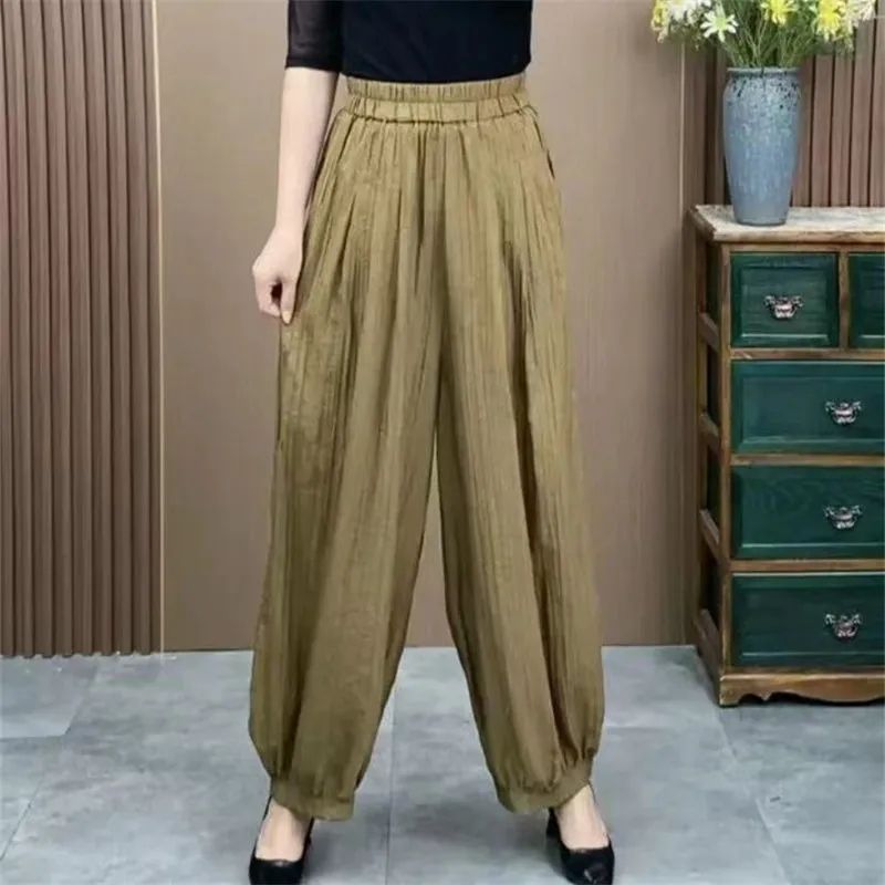 棉麻夏休闲裤宽松冰丝显瘦女裤时休闲裤