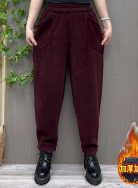 秋冬冬季新款加绒裤女时尚爆款显瘦加厚洋气百搭宽松哈伦妈妈休闲
