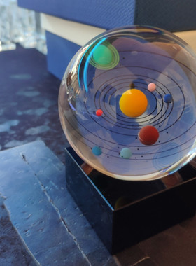 彩色太阳系行星 星球 九大 八大天体 创意 水晶球 摆件 生日礼物