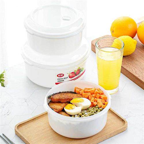 极速安买微波饭盒三件套食品级塑料便当水果盒冰箱收纳食物保鲜盒