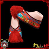 古装 戏鞋 女戏曲鞋 新品 花旦平底绣花鞋 戏剧越剧彩鞋 古代小姐结婚鞋