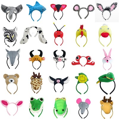 Dewasa Anak-anak Lembut Kartun Hewan Ikat Kepala Telinga Tan