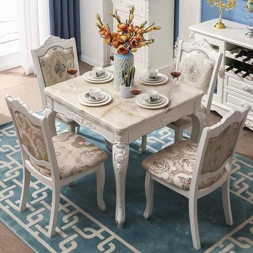 极速欧式方桌餐桌餐椅组合法式方桌简约实木正方形桌子小户型餐桌