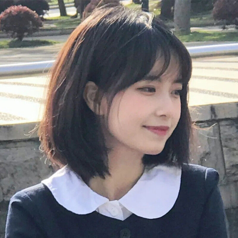 长发公主假发女短发自然全头套圆脸波波头仿真人发丝假发套浅棕色