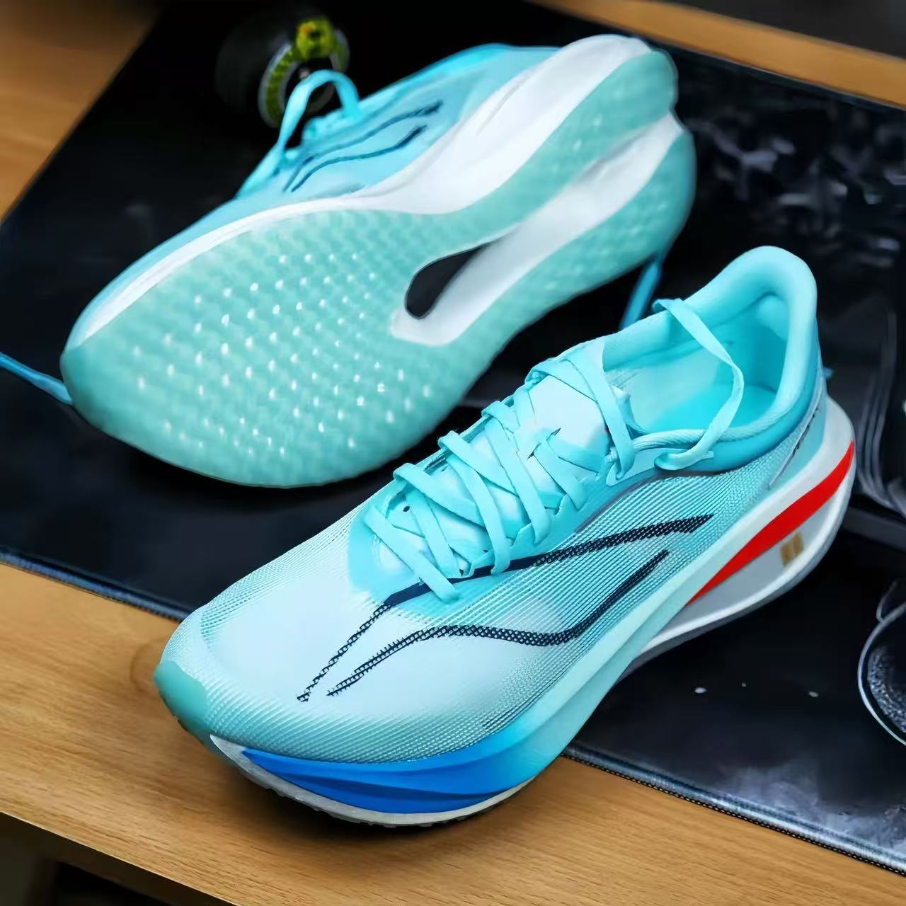 飞电5C碳板跑步鞋男竞速减震青少年运动鞋大童秋季透气网面跑马鞋