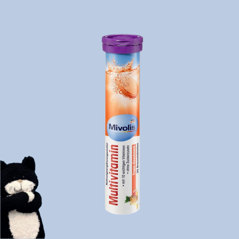 【满300包邮】#德国直邮#mivolis复合维生素泡腾片热带水果味20片