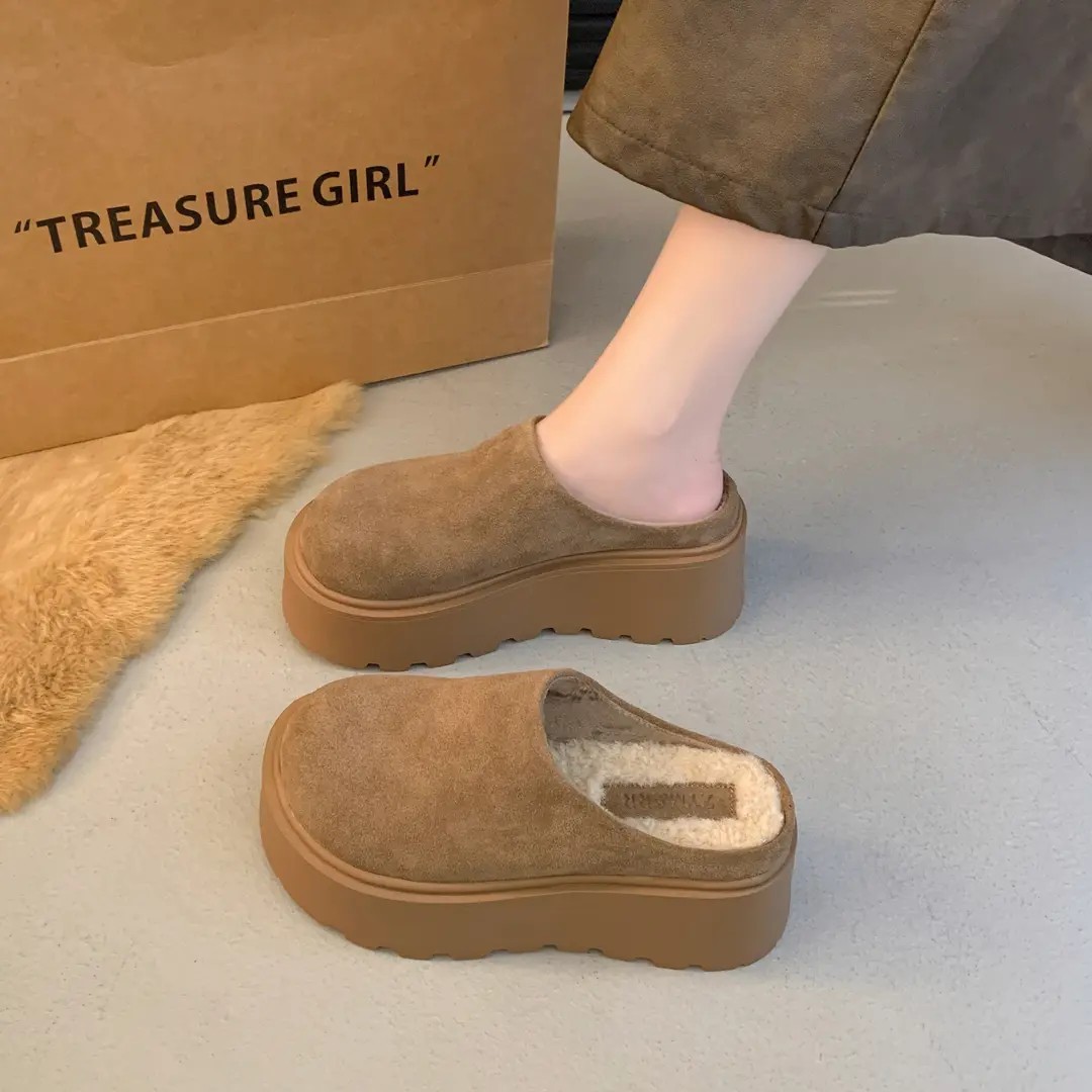 厚底增高包头半拖鞋女