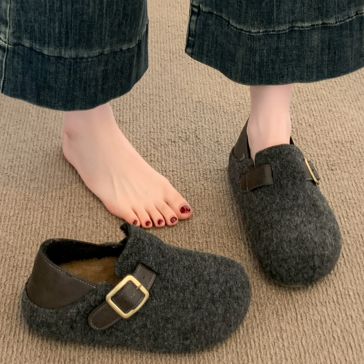 加绒保暖全包毛毛棉鞋