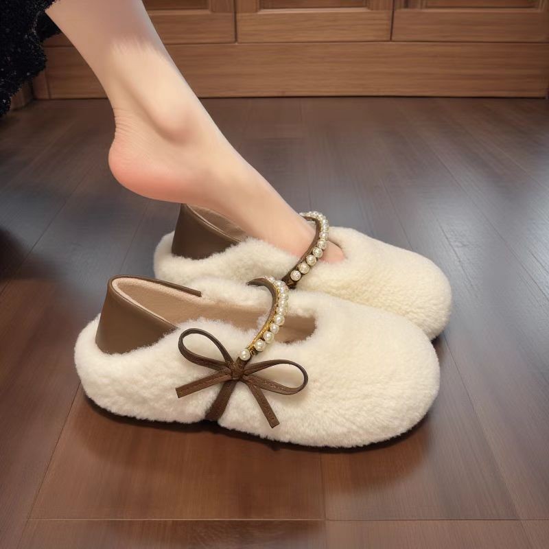 时尚百搭玛丽珍毛毛鞋女