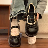 日系学院风时尚 平底浅口蝴蝶结玛丽珍单鞋 百搭小皮鞋 女2026年新款