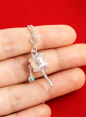 S925纯银镀金六字真言镂空藏式文玩民族风小吊坠纯银项链吊坠项坠