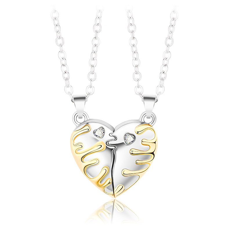 Ice and snow melting couple necklace love stitching magnet n
