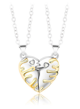 Ice and snow melting couple necklace love stitching magnet n