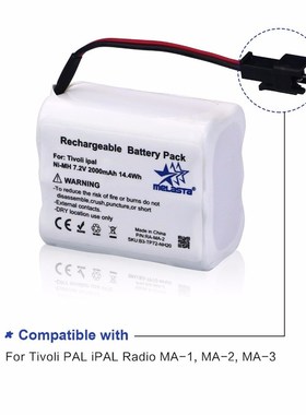 MELASTA 7.2V 2000mAh NiMH Radio Battery Pack for Tivoli PAL