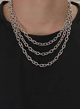 Simple word buckle steet hip-hop sweater chain titanium stee