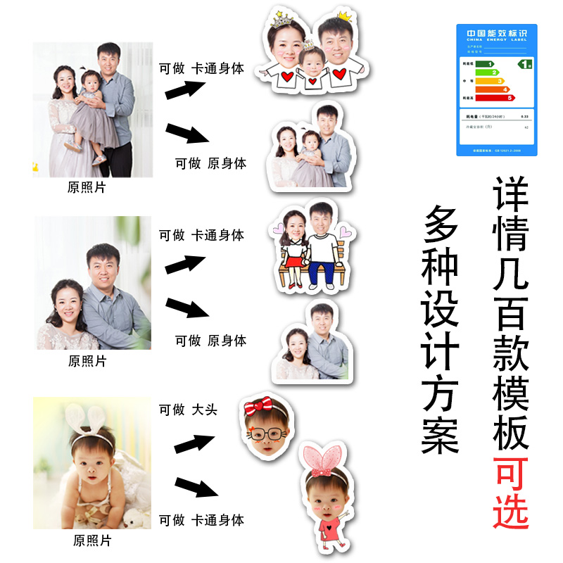 极速照片定制个性亚克力冰箱贴大头贴纸装饰人像卡通人物创意结婚