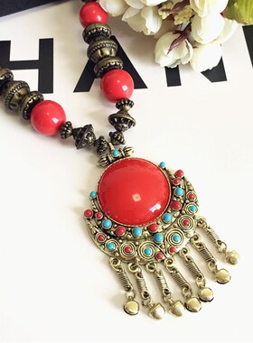 【小文精选青春派】欧美复古时尚项链波西米亚民族风长版夸张铃铛