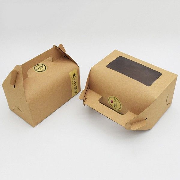 10Pcs Kraft Papers Cake Boxes With Transparent Window For