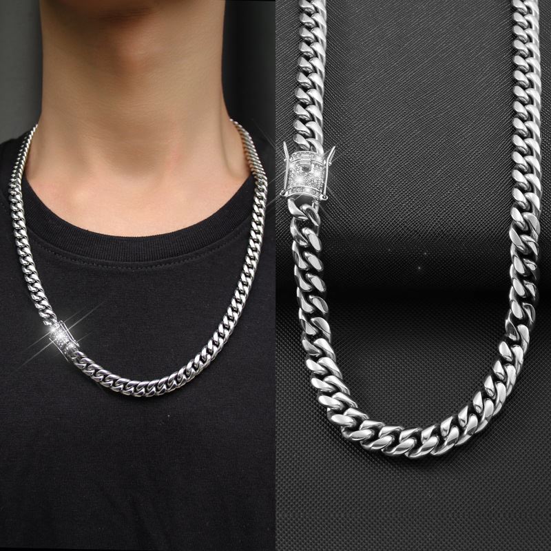 Stainless Necklace Men Simple Handmade Strand Bead Necklace