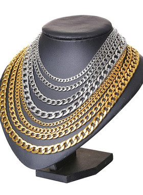 Men Round Cuban Link Chain Necklace Gold  Hiphop Boy Jewelry